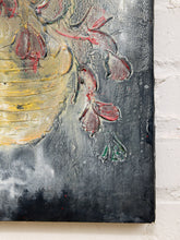 Load image into Gallery viewer, Textured Floral Still Life Painting with Relief Finish and Soft Crimson Blooms