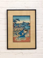 Load image into Gallery viewer, Original 19th-Century Japanese Ukiyo-e Woodblock Print Titled "Kneeling Geisha" (or Bijin by the Coast), Created by the Prolific Edo-Period Master Utagawa Kunisada (also known as Toyokuni III, 1786–1865)#2