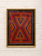 Load image into Gallery viewer, Vintage Framed Traditional Geometric Multi-Layer Reverse Appliqué Folk Art Textile