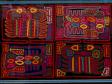 Load image into Gallery viewer, Vintage Framed Guna Mola Textile, Multi-Panel Crab and Marine Life Panama Folk Art