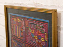 Load image into Gallery viewer, Vintage Framed Guna Mola Textile, Multi-Panel Crab and Marine Life Panama Folk Art
