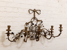 Load image into Gallery viewer, Italian Gold Gilt Tole Wall Sconce Candelabra with Birds and Leaves Rococo Style
