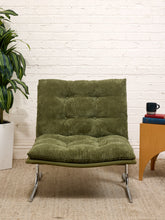 Load image into Gallery viewer, Green Corduroy Chrome Chair