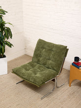 Load image into Gallery viewer, Green Corduroy Chrome Chair