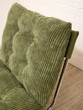 Load image into Gallery viewer, Green Corduroy Chrome Chair