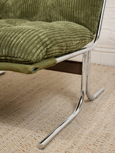 Load image into Gallery viewer, Green Corduroy Chrome Chair