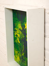 Load image into Gallery viewer, Electric Verdure Framed Abstract Pour Painting in Neon Green Blue and Yellow