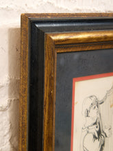 Load image into Gallery viewer, Classical Figure Study Framed Black and White Line Drawing with Red Mat Accent