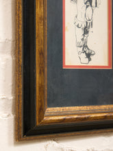 Load image into Gallery viewer, Classical Figure Study Framed Black and White Line Drawing with Red Mat Accent