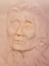 Load image into Gallery viewer, A vintage Textured Sculpture featuring an Indigenous Portrait Encased Resin