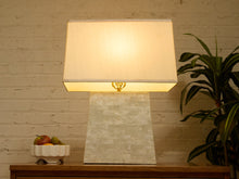 Load image into Gallery viewer, Pearl Tessellated Shell Table Lamp with Rectangular Shade