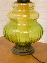 Load image into Gallery viewer, Original Vintage Green Handblown Glass Lamp