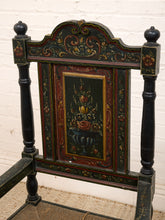 Load image into Gallery viewer, 19th Century Antique American Sheraton Style Hand-Painted Rush Seat Armchair