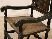 Load image into Gallery viewer, 19th Century Antique American Sheraton Style Hand-Painted Rush Seat Armchair