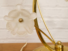 Load image into Gallery viewer, Lily Pair Brass Double Arm Table Lamp with Frosted Glass Shades