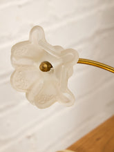 Load image into Gallery viewer, Lily Pair Brass Double Arm Table Lamp with Frosted Glass Shades