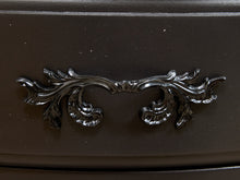Load image into Gallery viewer, Black Vintage Burlwood Top Occasional Side Table