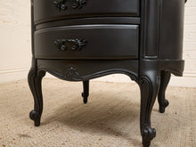 Load image into Gallery viewer, Black Vintage Burlwood Top Occasional Side Table