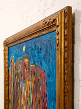 Load image into Gallery viewer, City Above the Village by Spencer Collins Framed Expressionist Urban Landscape Painting
