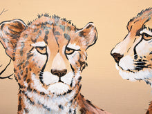 Load image into Gallery viewer, Resting Cheetahs Large Wildlife Painting with Two Cheetahs on a Fallen Tree