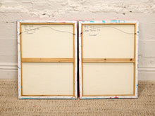 Load image into Gallery viewer, Electric Web Diptych Textured Abstract Paintings in Turquoise and Coral