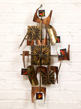 Load image into Gallery viewer, Mid-Century Modern Brutalist Wall Sculpture is a Copper and Brass Art Piece likely Designed by William Vose for Curtis Jere