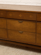 Load image into Gallery viewer, Vintage Mid-Century Modern Walnut Nine-Drawer Dresser with Inlay