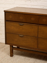 Load image into Gallery viewer, Vintage Mid-Century Modern Walnut Nine-Drawer Dresser with Inlay