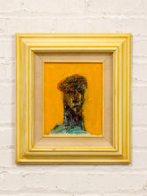 Load image into Gallery viewer, Portrait on Ochre Framed Expressionist Figure Painting with Textured Yellow Ground by Spencer Collins
