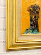 Load image into Gallery viewer, Portrait on Ochre Framed Expressionist Figure Painting with Textured Yellow Ground by Spencer Collins