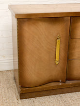 Load image into Gallery viewer, Vintage Mid-Century Bowfront Credenza with Brass Hardware and Curved Doors