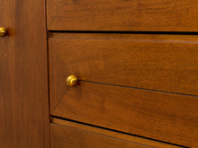 Load image into Gallery viewer, Vintage Mid-Century Modern Walnut Nine-Drawer Credenza with Brass Hardware