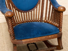 Load image into Gallery viewer, 1870s Antique George Hunzinger Barley Twist Mahogany Needlepoint Rocking Chair