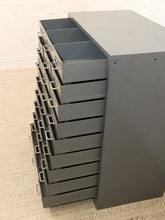 Load image into Gallery viewer, Vintage Industrial Steel Flat File Cabinet with 27 Label-Pull Drawers