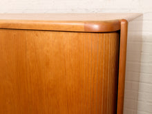 Load image into Gallery viewer, Vintage Mid-Century Modern Tambour Media Cabinet with Curved Wood Doors