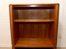 Load image into Gallery viewer, Vintage Mid-Century Modern Tambour Media Cabinet with Curved Wood Doors