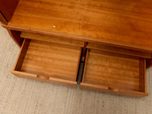 Load image into Gallery viewer, Vintage Mid-Century Modern Tambour Media Cabinet with Curved Wood Doors