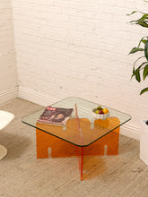 Load image into Gallery viewer, Orange Lucite and Glass Sculptural Coffee Table