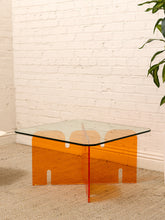 Load image into Gallery viewer, Orange Lucite and Glass Sculptural Coffee Table
