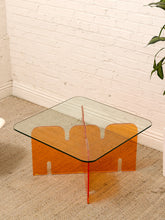 Load image into Gallery viewer, Orange Lucite and Glass Sculptural Coffee Table