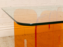 Load image into Gallery viewer, Orange Lucite and Glass Sculptural Coffee Table