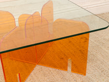 Load image into Gallery viewer, Orange Lucite and Glass Sculptural Coffee Table