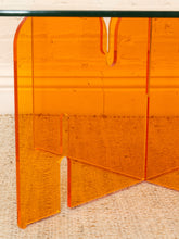 Load image into Gallery viewer, Orange Lucite and Glass Sculptural Coffee Table