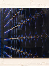 Load image into Gallery viewer, Electric Grid Abstract Optical Artwork in Blue Black and Gold