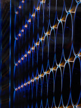 Load image into Gallery viewer, Electric Grid Abstract Optical Artwork in Blue Black and Gold