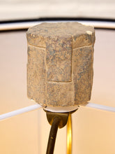 Load image into Gallery viewer, Ammonite Fossil Table Lamp with Black Drum Shade