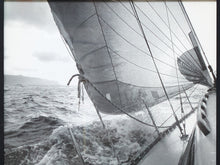 Load image into Gallery viewer, Sailing Into the Wind Black and White Nautical Photograph with Dramatic Sails