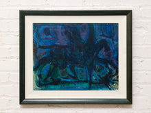Load image into Gallery viewer, Midnight Current Framed Abstract Painting in Deep Blue Teal and Violet