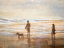 Load image into Gallery viewer, Shoreline Figures Coastal Print with Beach Walkers and Soft Ocean Horizon