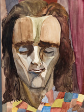 Load image into Gallery viewer, Cubist Portrait Framed Figurative Painting with Geometric Face
